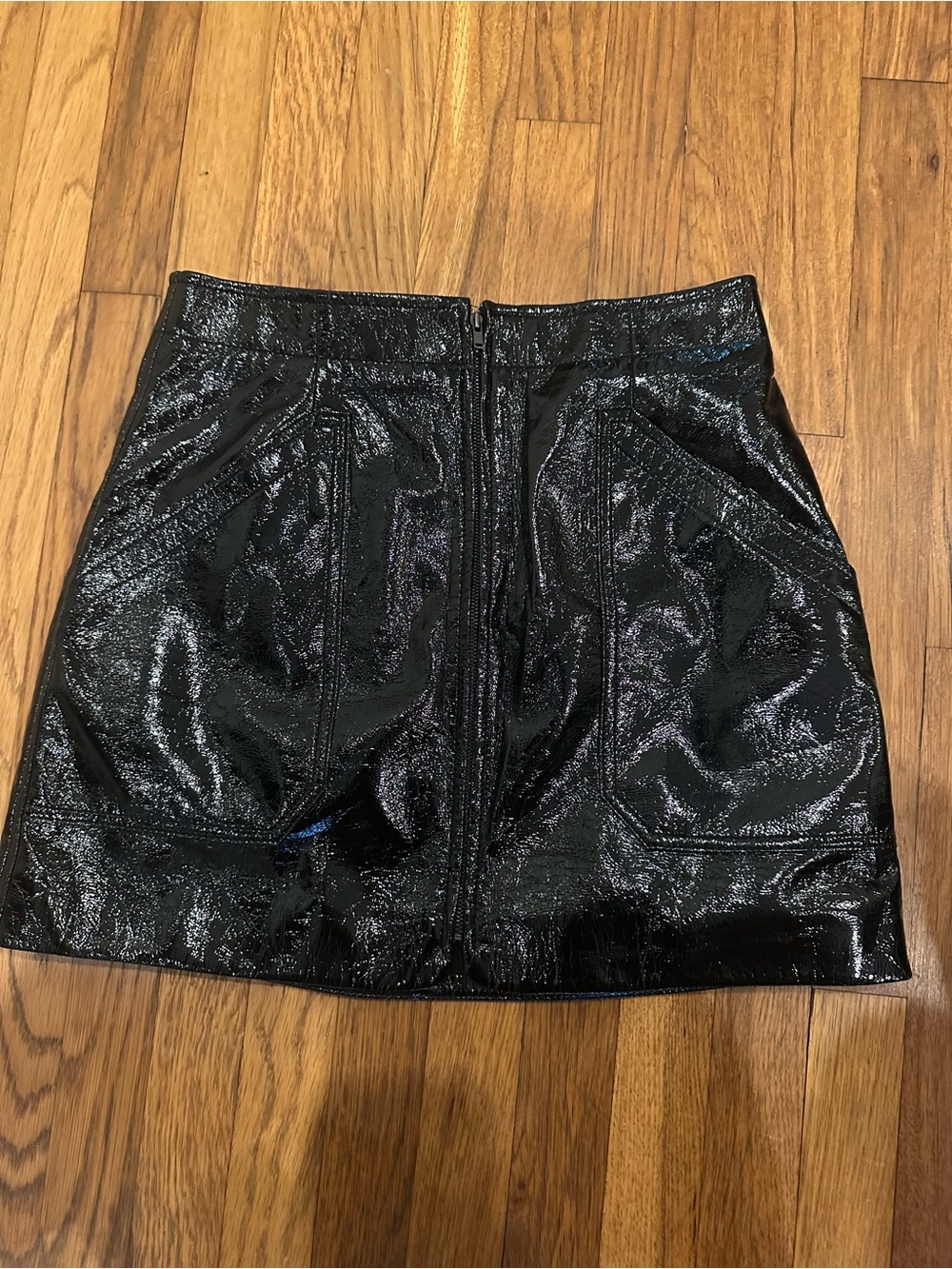 LNA Black Shiny Faux Leather Mini Skirt